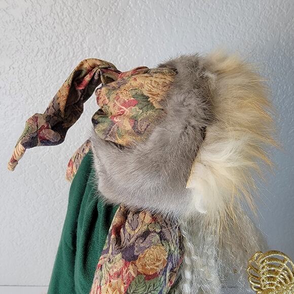Old World Christmas Santa 24" Tree Table Topper Real Fur Lantern Works Vintage - Picture 16 of 16